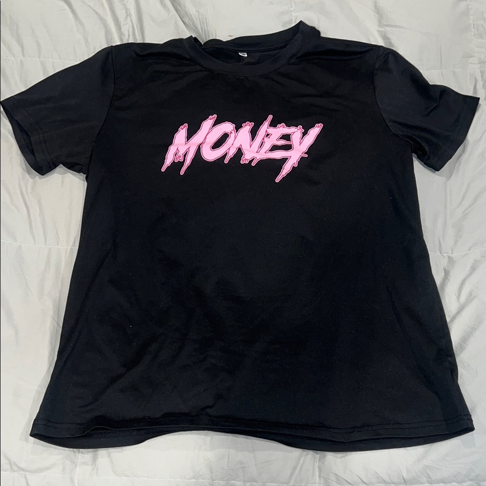 Black T-Shirt with Pink Graphic